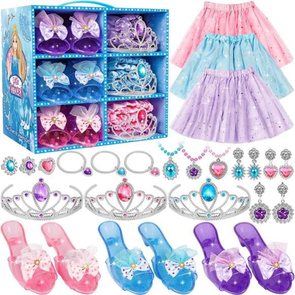Princess Dress Up Toys &Jewelry Boutique,Princess Costumes Set incl Color Skirts - Picture 1 of 7